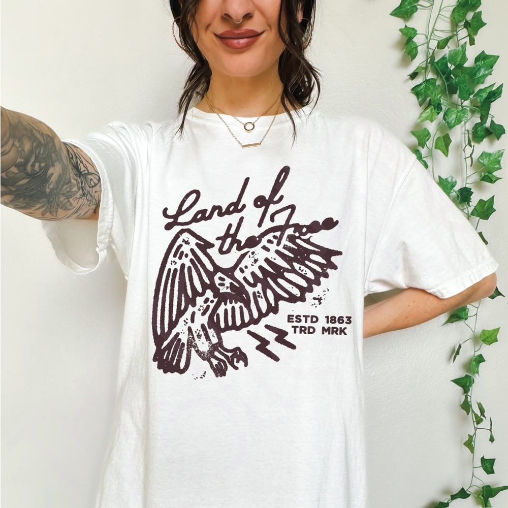 ⬇️ PRICE CUT ⬇️ Comfort Colors Land of the Free Eagle Distressed Tee Shirt